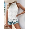 thumbnail image 4 of Women'S Tank Tops Hollow Out Lace Boho Blouse Eyelet Embroidery Sleeveless Tops Shirts White L, 4 of 9