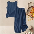 thumbnail image 5 of KAUOD Kids Girls Linen Outfits Sleeveless Crewneck Tank Tops Wide Leg Pants Set Summer Loose Casual Flowy Clothes, 5 of 7