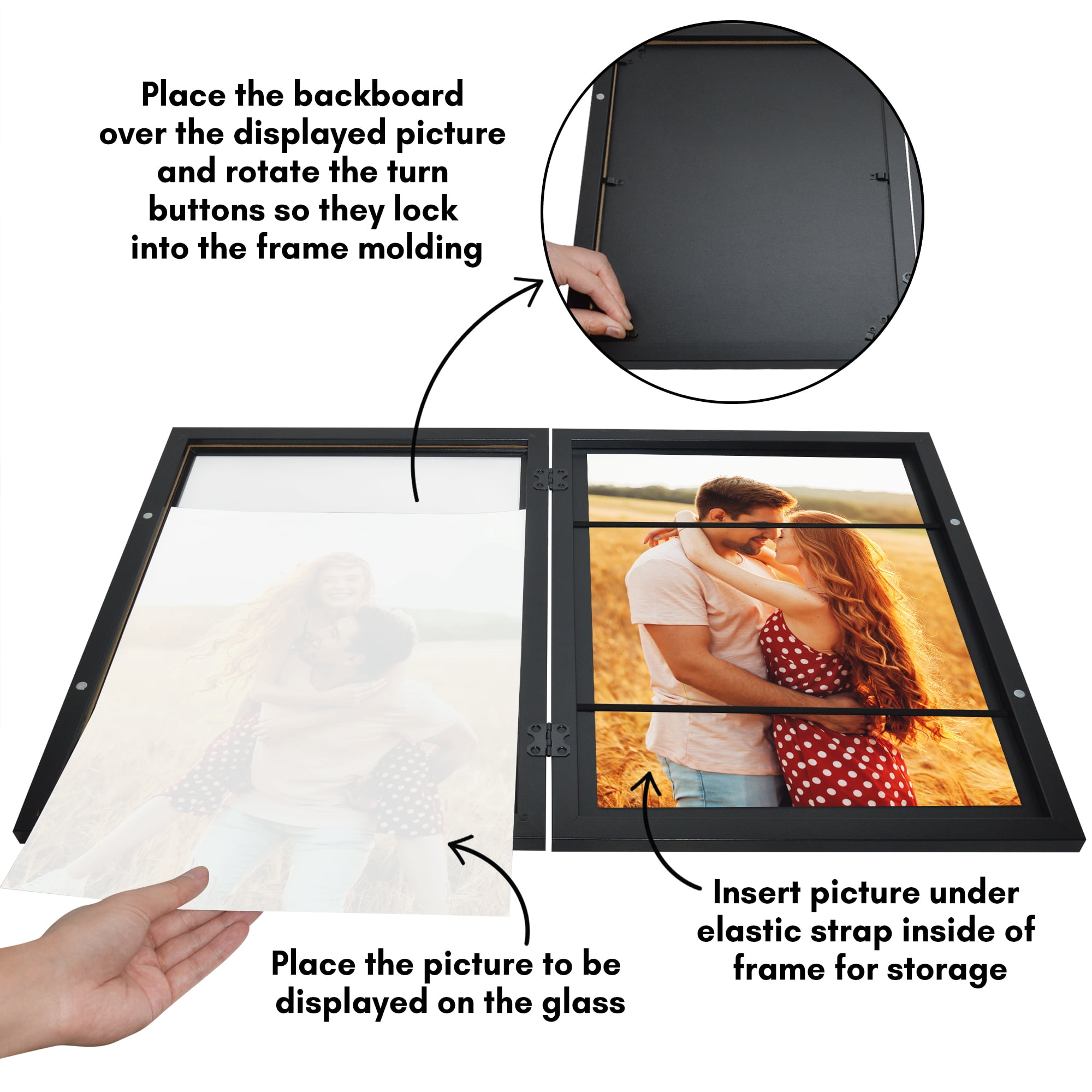 Americanflat 12x16 Picture Frame with Polished Plexiglass Storage Quick Change Frames Holds Photos - Black