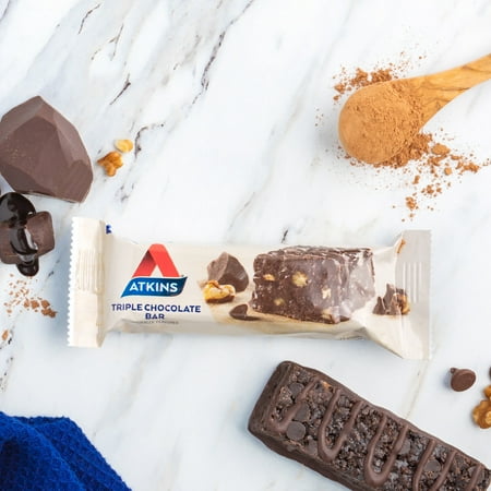 Atkins Snack Bar, Triple Chocolate, Keto Friendly, 6/5ct Boxes