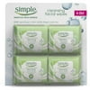 Simple Cleansing Facial Wipes 4 Pack 25 Count.