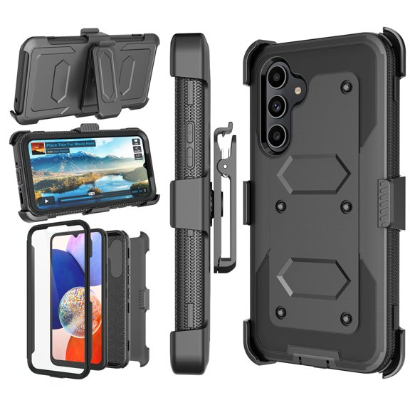 Tekcoo Phone Cases for Samsung Galaxy A54 5G 2023 6.4", [Built-in Screen Protector] Combo Holster Belt Clip [Heavy Duty] [Kickstand] Full-Body Rugged Holster Case -Black
