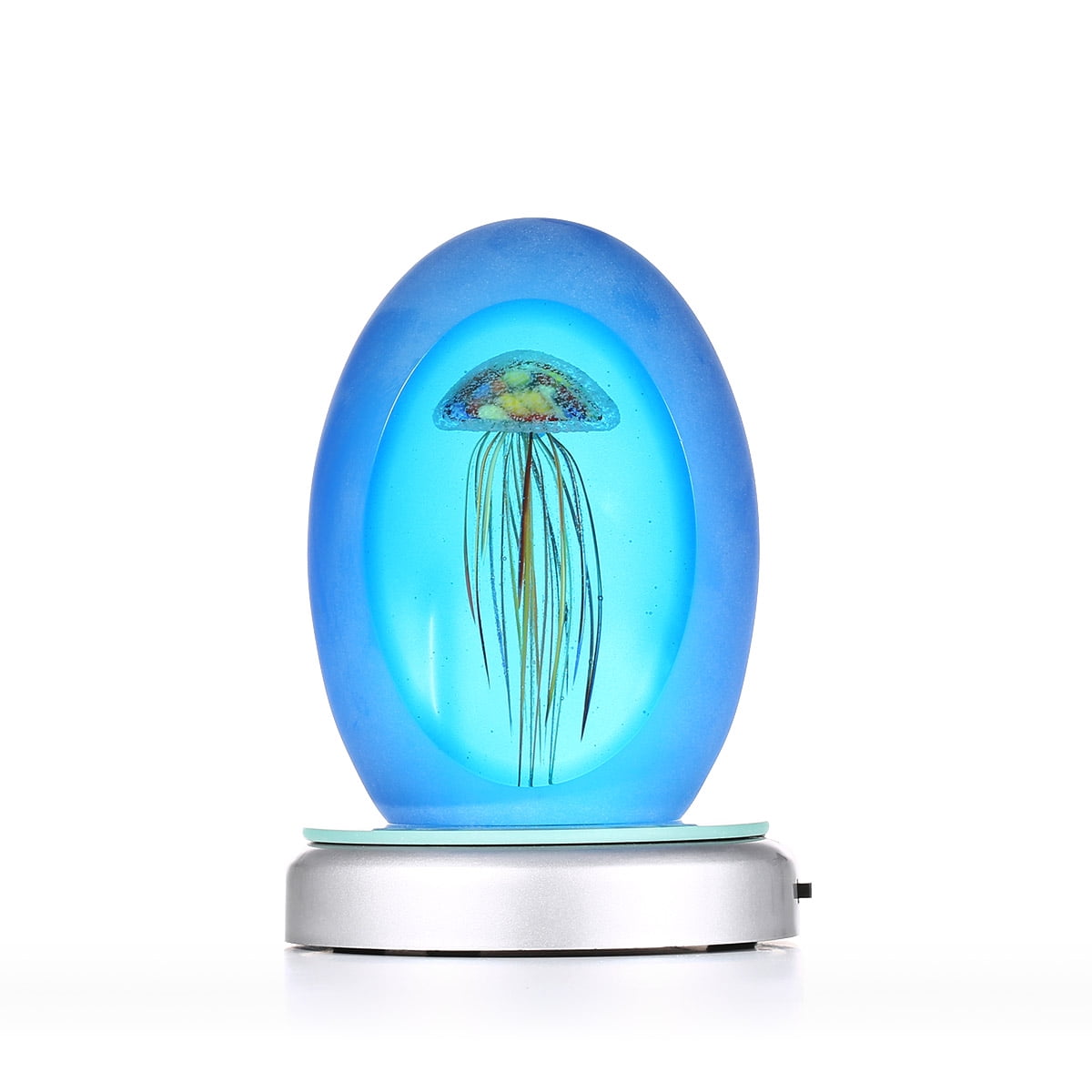 Tooarts Glass Jellyfish Gift Blue Ornament Animal Figurine Handblown Art Modern Ornaments for the Home