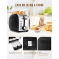thumbnail image 2 of Toaster 2 Slices, Stainless Steel JEWJIO Retro Toaster with 1.5" Extra Wide Slot for 6 Bread Shades Setting/Bagel/Defrost/Reheat/Cancel Function/Remo, 2 of 8