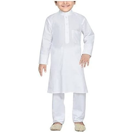 

Royal 100% Cotton Kurta Pyjama Set For Kids (White)