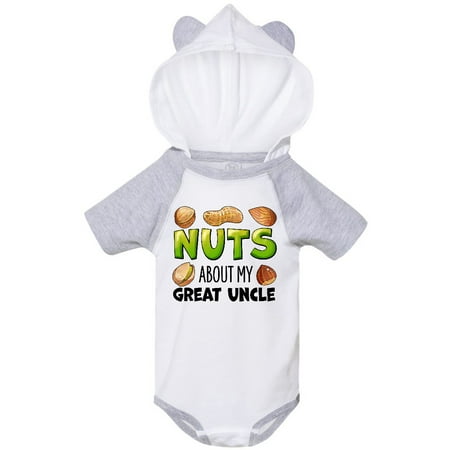 

Inktastic Nuts About My Great Uncle Peanut Almond Pistachio Gift Baby Boy or Baby Girl Bodysuit