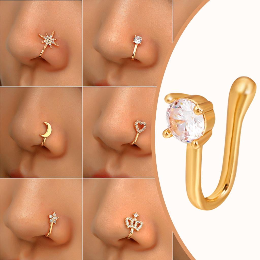 Nose -Shaped Punk Tiny Charm Clamp Nose Stud for Jelry Women with