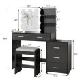 thumbnail image 5 of USIKEY Large Vanity Set with 10 LED Lights for Bedroom, Makeup Table with 3-Drawer Chest, Cushioned Stool, BlackYSZT030HD, 5 of 9