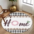 thumbnail image 2 of Round Rug 6Ft Washable Non-Slip, Spring Flowers Circle Area Rugs for Living Room Bedroom, Watercolor Floral Leaf Black Plaid Indoor Floor Mats Carpet Runner for Home Decor Aesthetic, 2 of 8