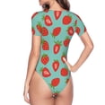 thumbnail image 3 of Uemuo Hand Drawn Strawberry Pattern Women's One Piece Short Sleeve Swimsuit Rash Guard Surfing Modest Quick-drying Swimsuit Beach Essentials-, 3 of 9