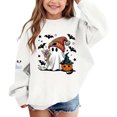 thumbnail image 6 of DJDLJWCJ Girls Halloween Fleece Sweatshirt Long Sleeve Crew Neck Oversized Graphic Pullover Kids Fall Casual Halloween Sweatshirts White Size 11, 6 of 7