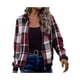 thumbnail image 2 of Chaquetas de Mujer Informales con Cremallera, de Franela A Cuadros, Larga, Holgadas, Ideales para Otoño. Rojo Vino XXL, 2 of 7