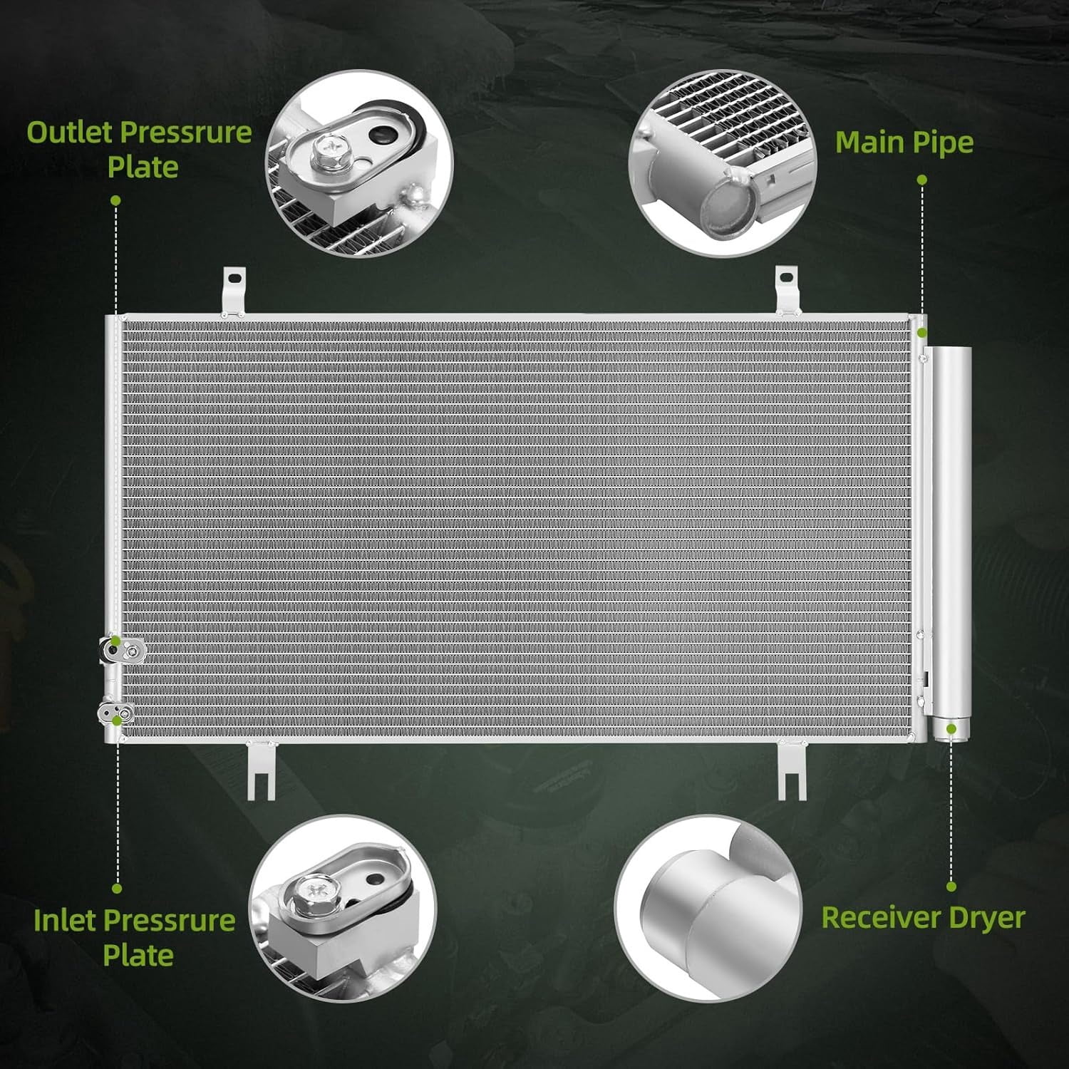 LEDKINGDOMUS 8846006230 Premium AC Condenser for 2013-2018 Lexus ES350/Avalon 3.5L 2011-2017 Camry 2.5L/3.5L Multi-Louvered Fins Braze-Bonded Aluminum Core