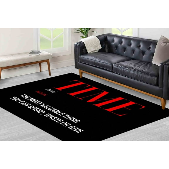 Time Definition Rugs, Time Rugs, Black and Red Rugs, Motivation Rug, Personalized Rug, Printed Rug, Hallway Rug, Gift Rug, Salon Rug, 2.6'x5' - 80x150 cm