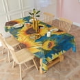 thumbnail image 3 of Blue Sunflower Pattern Rectangle Tablecloth 60"x120",Waterproof Polyester Rectangle Table Cloth, Wipeable Spillproof Polyester Tablecloth for Dining, Camping, Indoor and Outdoor, 3 of 6