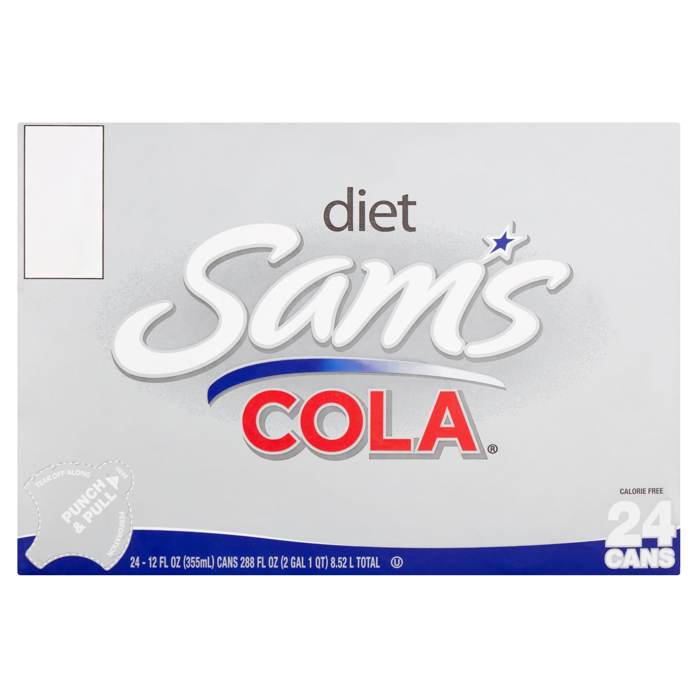 Sams Cola Diet Soda Pop, 12 Fl Oz, 24 Pack Cans