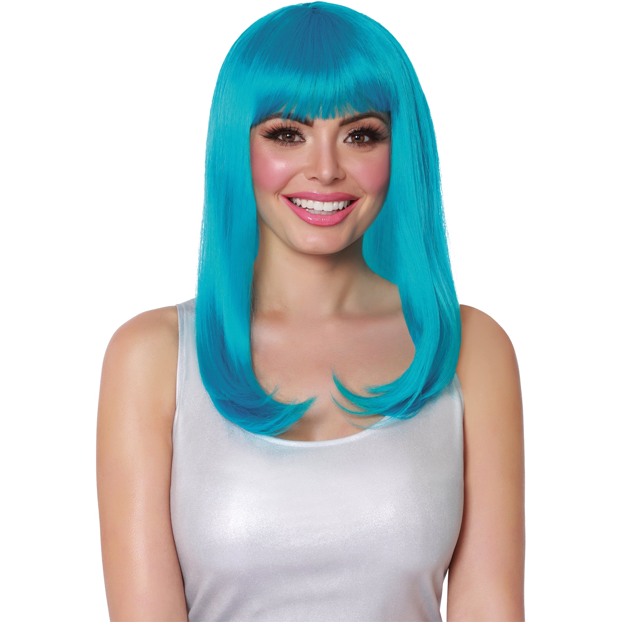 Way to Celebrate Long Blue Bob Wig Adult Female Women’s Halloween