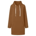 thumbnail image 5 of IWRICH Women's Oversized Hoodie Dress Warmy Casual Pullover Tops Split Hem Drawstring Long Sweatshirt with Pocket Khaki L, 5 of 5