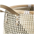thumbnail image 5 of DecMode 18", 13"W Brown Seagrass Handmade Diagonal Striped Storage Basket with Leather Handles, 2-Pieces, 5 of 9