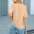 thumbnail image 7 of JGGSPWM Women Short Sleeve Casual Crewneck Tees with Pocket Summer Basic Tops T-Shirts Khaki M, 7 of 7