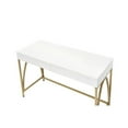 thumbnail image 3 of Bowery Hill Contemporary Vanity Desk in White High Gloss & Gold, 3 of 6