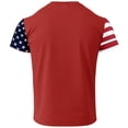 thumbnail image 4 of Men's 250 Years 1776-2026 Shirt with Jet Smoke American Flag Graphic and Star Stripe Sleeves Featuring Classic Round Neck Red M, 4 of 5