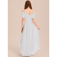 thumbnail image 2 of Drtj Kids Junior Bridesmaid Off Shoulder Dresses Asymmetrical Chiffon Flower Girls Party Pageant Gown, 2 of 6