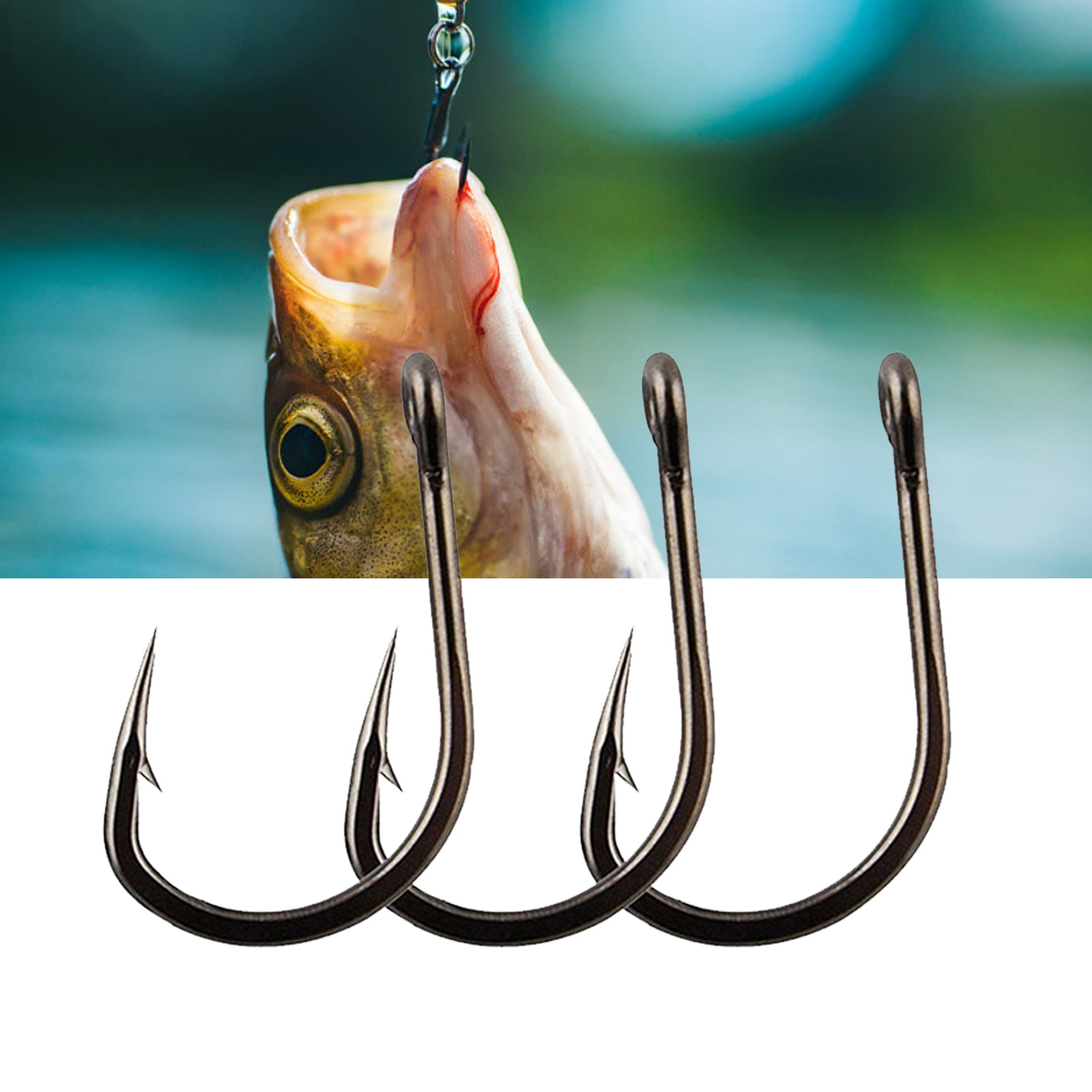 SPRING PARK 100Pcs High Carbon Steel Fishing Hooks，10 Sizes Fishing Hooks  ,Strong Sharp Fish Hook with Barbs for Freshwater/Seawater 