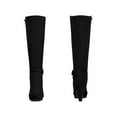thumbnail image 2 of BLISSFUL STEP Women's Boots Knee High Faux Suede Chunky Heel Round Toe Zip Up Buckle Boots Black White 5.5, 2 of 6