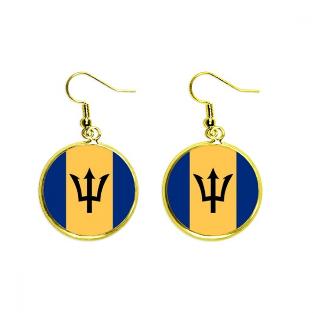 Barbados national flag America del Norte país símbolo Mark patron Ear Dangle Golden Drop Earring Jewelry Mujer Unbranded M