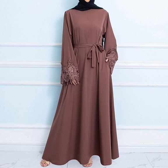 Guieoi Dress for Women under $10.00 Plus Size Women's Fall Dress Round Neck Sequin Dress Short Sleeves Large Dress Brown