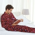 thumbnail image 6 of Daiia Red Glitter for Men's Long-Sleeved Pajama Set – Soft & Comfortable Sleepwear Button-Up Pajamas Cozy Lounge Wear-Large, 6 of 7