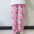 thumbnail image 4 of Sanrio-pantalones de pijama de lana de Coral de Hello Kitty para mujer, Pantalones suaves, pantalones casuales para el hogar, regalo de cumpleaños Kawaii, dibujos animados de Anime, nuevo, 4 of 4