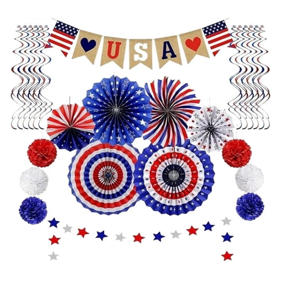 Youersen Patriotic Decor Set, Ideal for 4th of July, Memorial Day, and More, 26 Pcs
