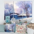 thumbnail image 2 of Designart ' Bridge Of Meandering River With Winter Scenery III ' Lake House Canvas Wall Art Print, 2 of 3