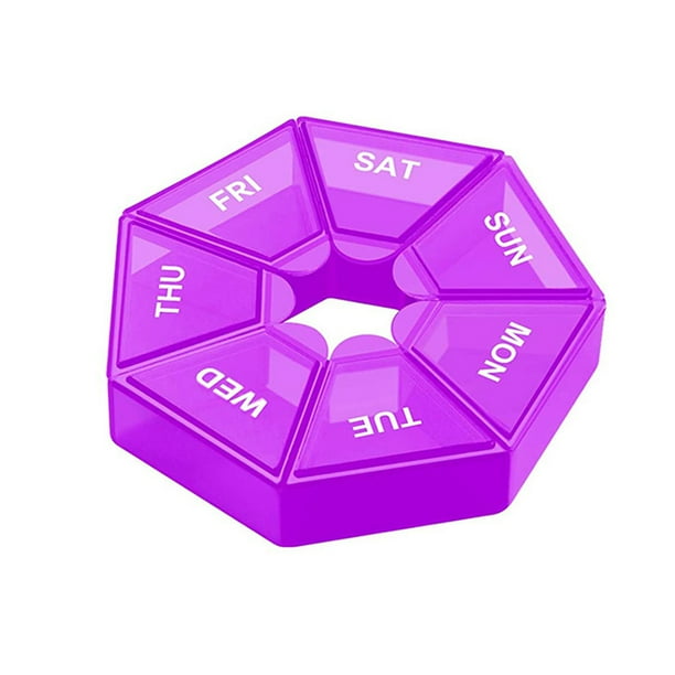 Paquete de 2 pastilleros, 7 rejillas de almacenamiento, pastillas diarias, tableta, dispensador de dulces, caja organizadora portátil de viaje Almacenamiento y organización del hogar Violeta Advancent HA003873-06