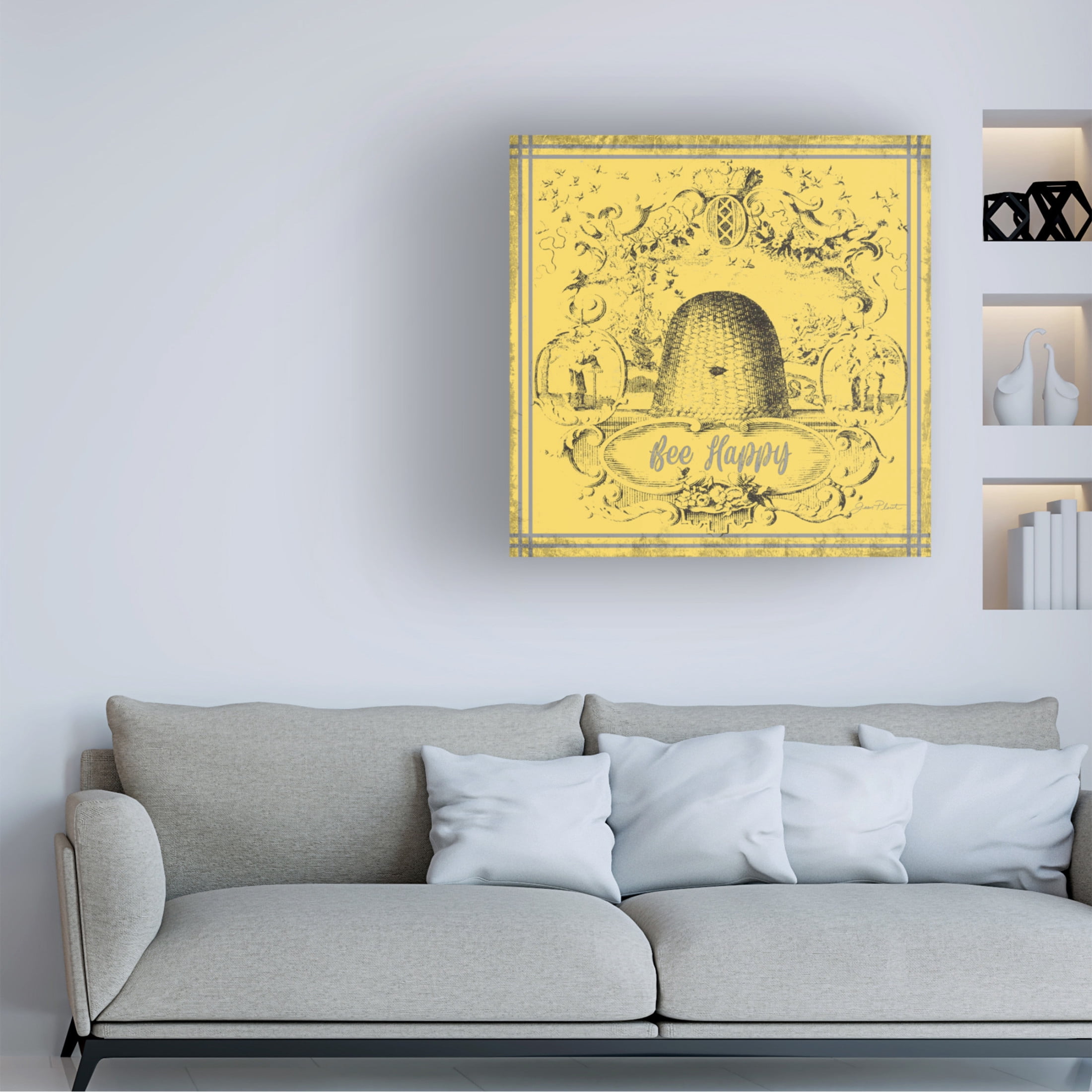 Canvas Wall Art - Jean Plout 'Bee Memories B' Wall Art for Living Room, Bedroom, or Office Décor by Trademark Fine Art - 14 x 14 Inches