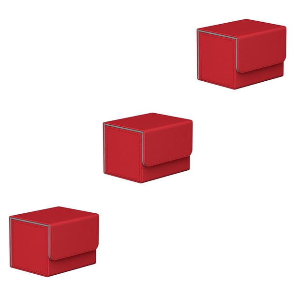 Vogacara Caja de almacenamiento de tarjetas comerciales Organizador portátil de gran capacidad Estuches para juegos Protectores Contenedor universal Rojo 3piezas Vogacara CBP255155