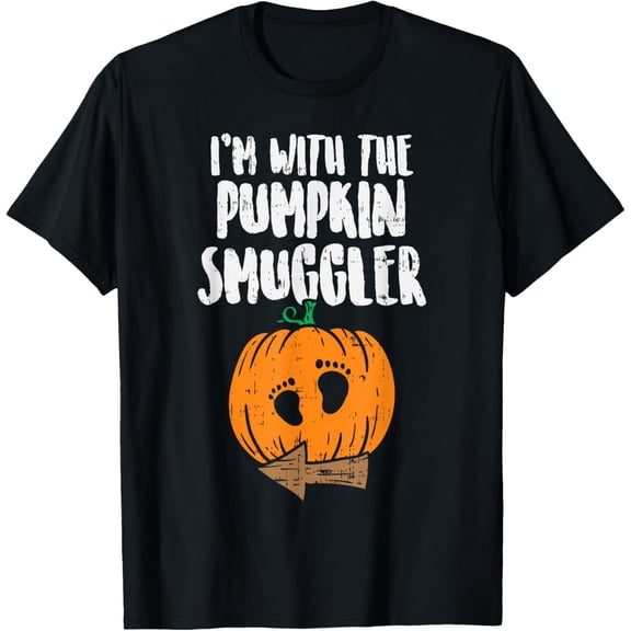Im With The Pumpkin Smuggler Halloween Pregnancy Couple Dad T-Shirt