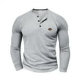 thumbnail image 2 of Dagegui Workout T-Shirts for Men Waffle Long Sleeve Henley Shirt Button Down Pullover Slim Fitness Muscle Tops Gray S, 2 of 8
