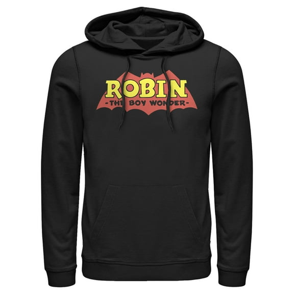 Men's Batman Logo Robin Boy Wonder  Pull Over Hoodie Black 2X Large