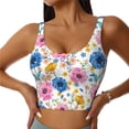 thumbnail image 2 of Haiem Rose Flowers Pattern Womens Sports Bra - U Neck Padded Low Impact Yoga Bra Workout Crop Top Gym Moisture-Wicking Workout Vest -Medium, 2 of 9