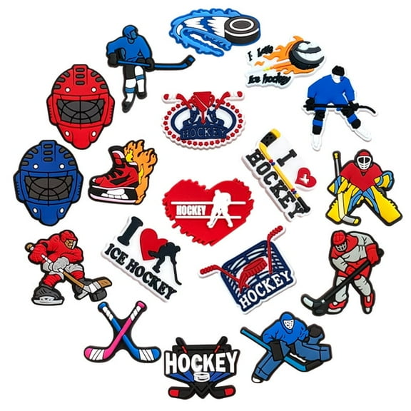 Shoe Charms Cute Ice Hockey Cute Shoe Ornaments - Shoe Decoration Charms for Holiday Gifts for Boys and Girls - PVC Waterproof Plastic
