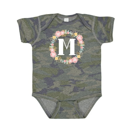 

Inktastic Monogram Letter M Rose Floral Wreath Gift Gift Baby Girl Bodysuit