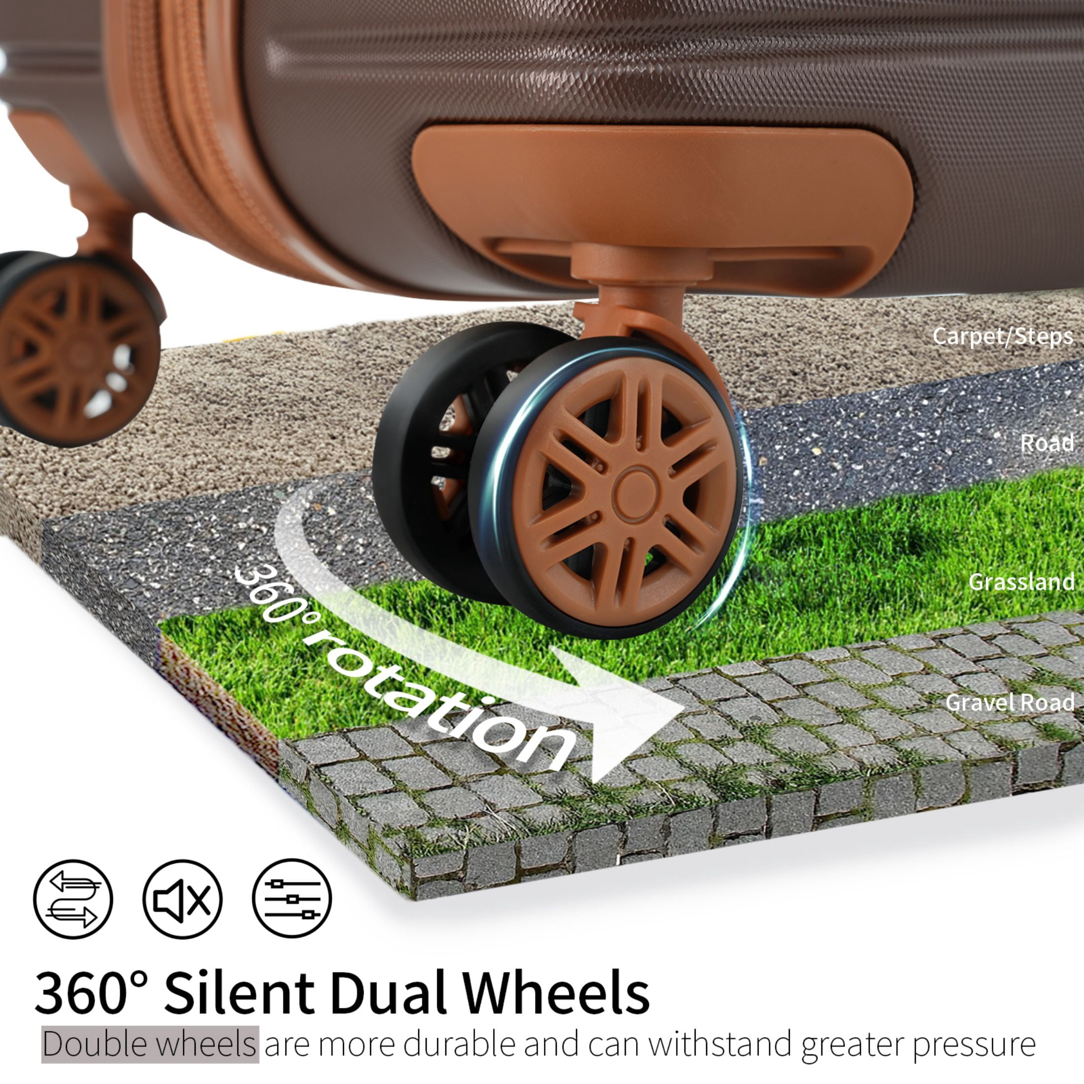 Aukfa 4 Piece Luggage Sets with 4 Packing Cubes, Expandable Hard Shell Suitcase for Travel, Spinner Wheels (16/20/24/28in), Brown