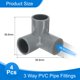 thumbnail image 2 of Conectores de tubería Uxcell de 3 vías, 3/4 pulgadas, codo de 90 grados, accesorios para muebles y estanterías de jardín (4 unidades), gris, 2 of 5