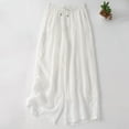 thumbnail image 2 of Diufon Cotton Linen Pants for Women Solid Color Pants Elastic Waist Drawstring Pants with Pockets, 2 of 7
