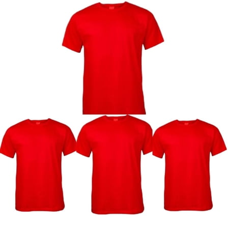 BRAND NEW MEN'S 4 PACK 100% PURE COTTON CREW NECK T-SHIRTS COLOR RED SIZE XL WITH FREE SHIPPING