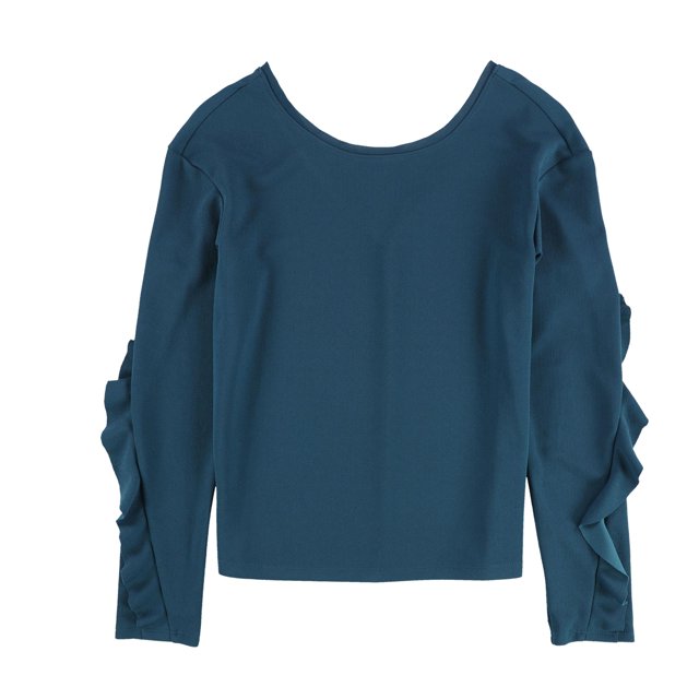 bar III Blusa sin mangas con volantes para mujer, azul, pequeña