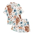 thumbnail image 4 of DHFJKG Pajama For Women Set 2 Piece Short Sleeve Sleepwear Silk Satin Cow Printed Button Up Lapel Shirts Shorts Set Summer Loungewear Leisure Home Clothes, 4 of 6